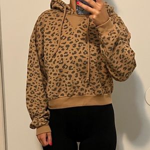 Abercrombie animal print cropped hoodie - XS